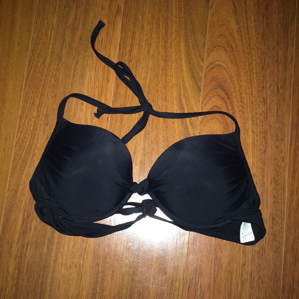 Black push up halter bikini